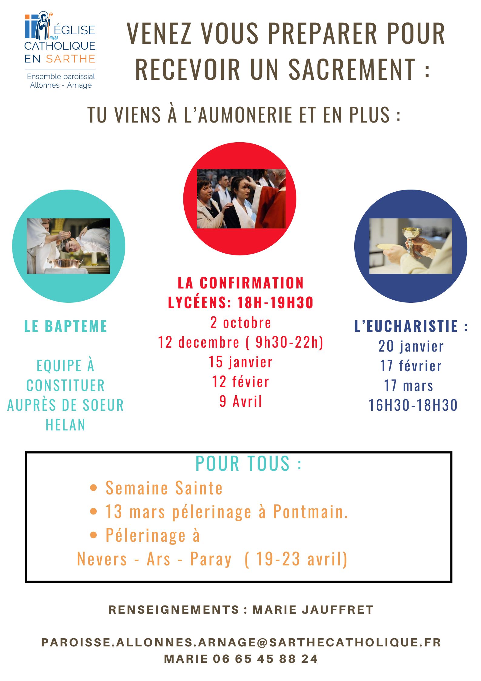 Préparation aux sacrements pour les lycéens Affiche de préparation aux sacrements pour les lycéens à Allonnes-Arnage