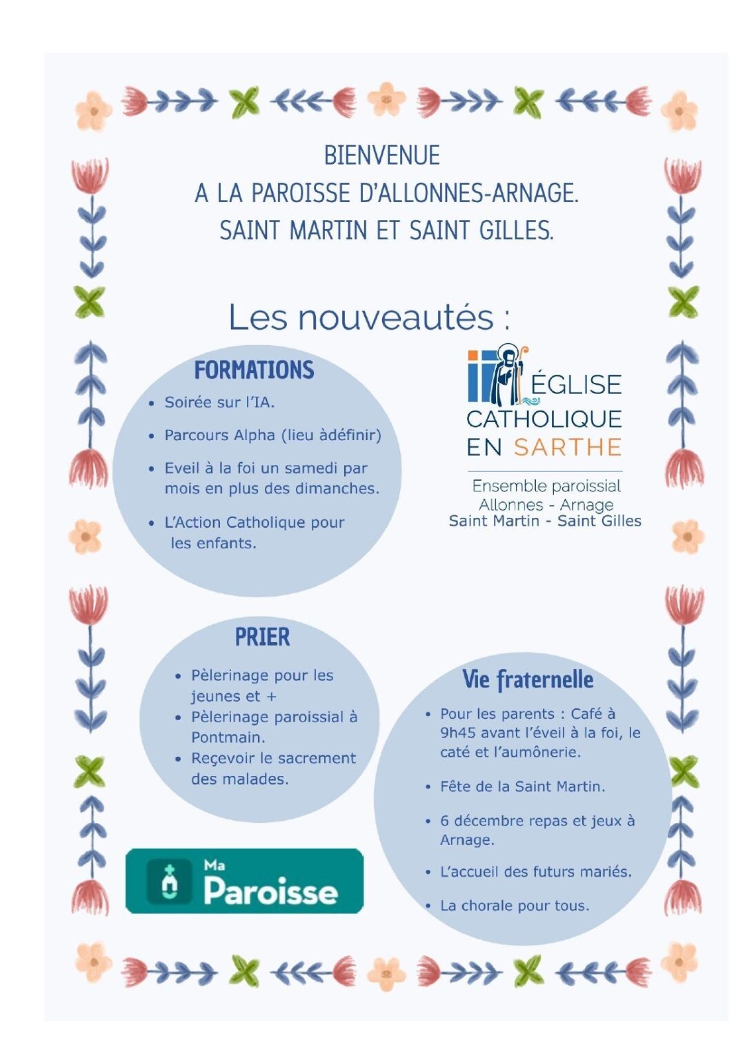 Première page de l’agenda paroissial Allonnes-Arnage 2026-2027